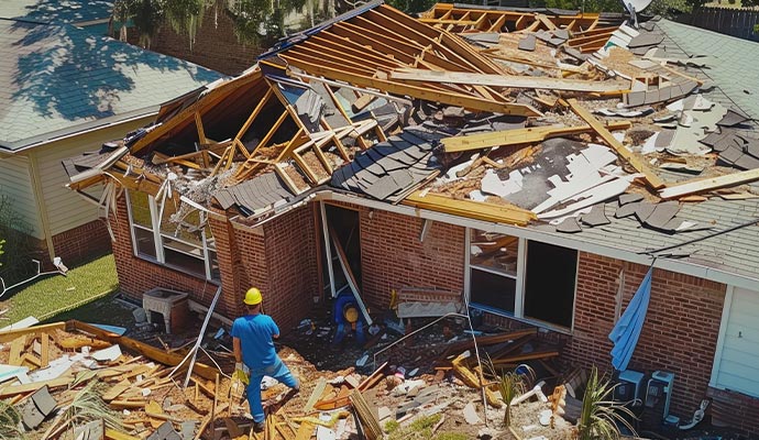 person assessing storm damage